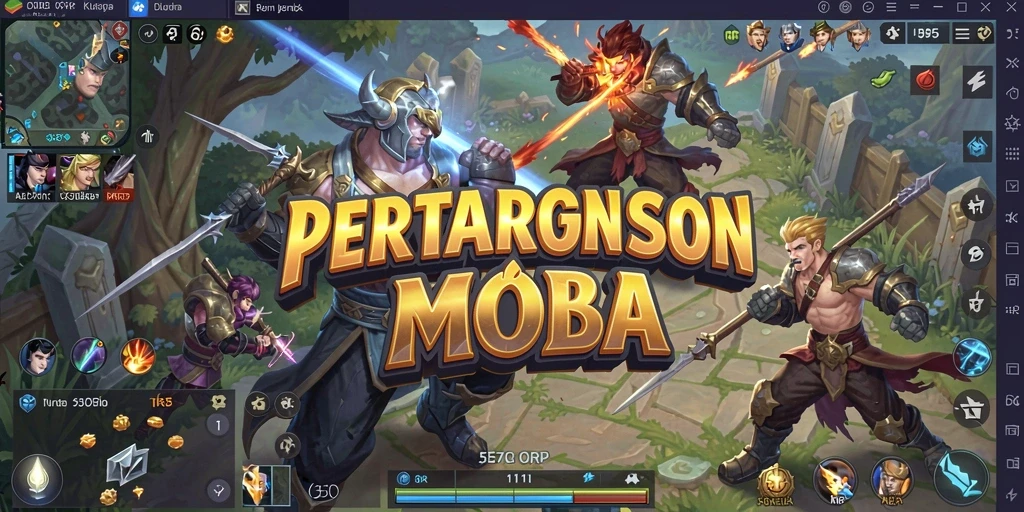 Tampilan aksi seru dalam game MOBA 55RP.