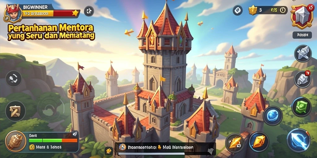 Tampilan gameplay seru dalam BIGWINNER Tower Defense.