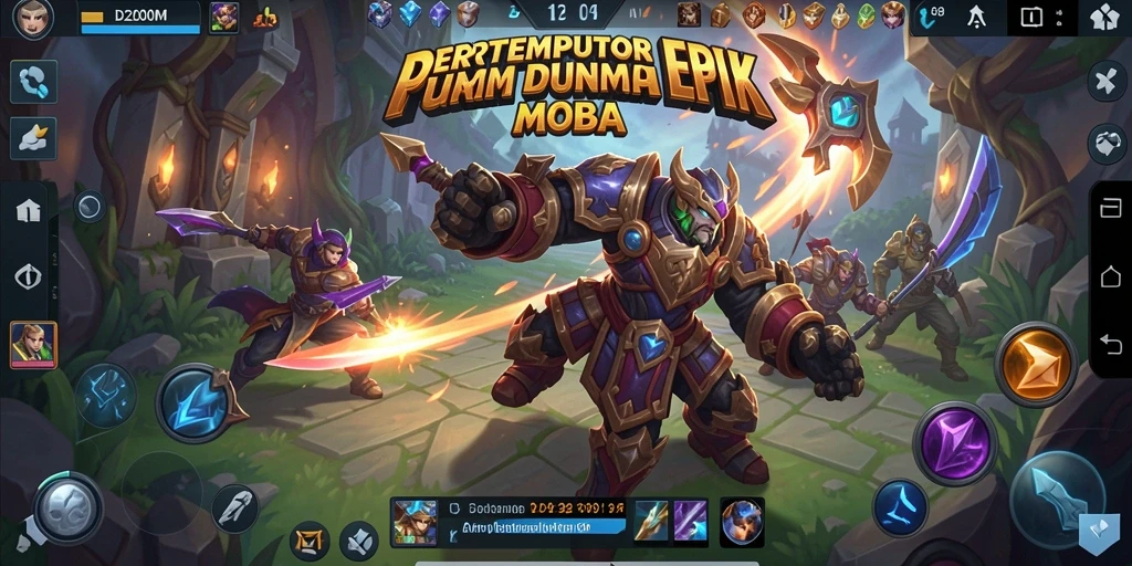 Tampilan gameplay D200M saat pertempuran MOBA yang intens.