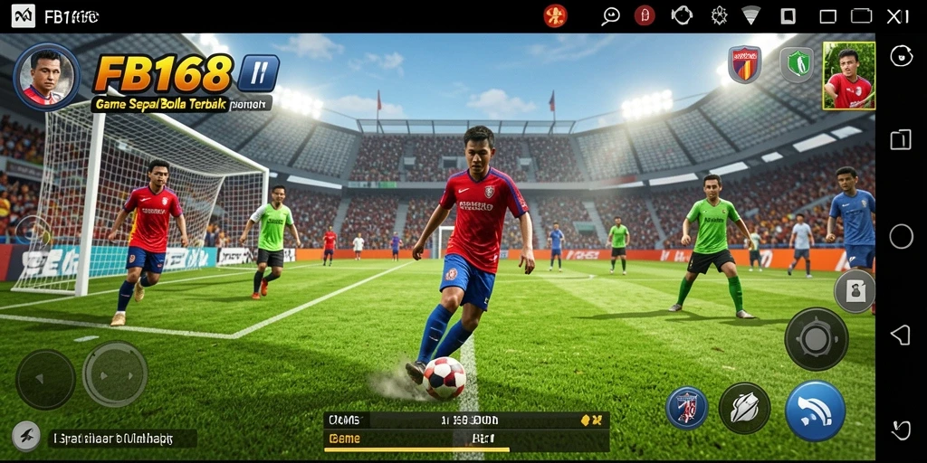 Tampilan gameplay FB168 yang mendebarkan dalam aksi sepak bola.