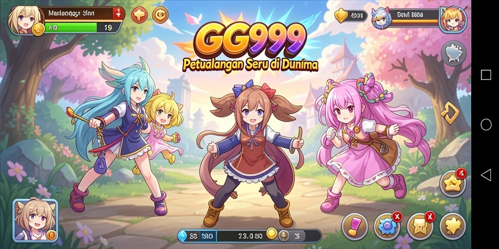 Screenshot gameplay GG999 menampilkan pertarungan karakter Anime yang dinamis.