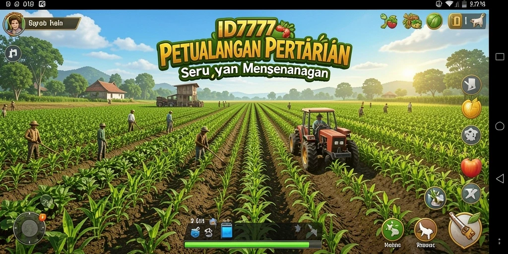 Tampilan screenshot utama ID777 yang menampilkan aksi bermain pertanian.