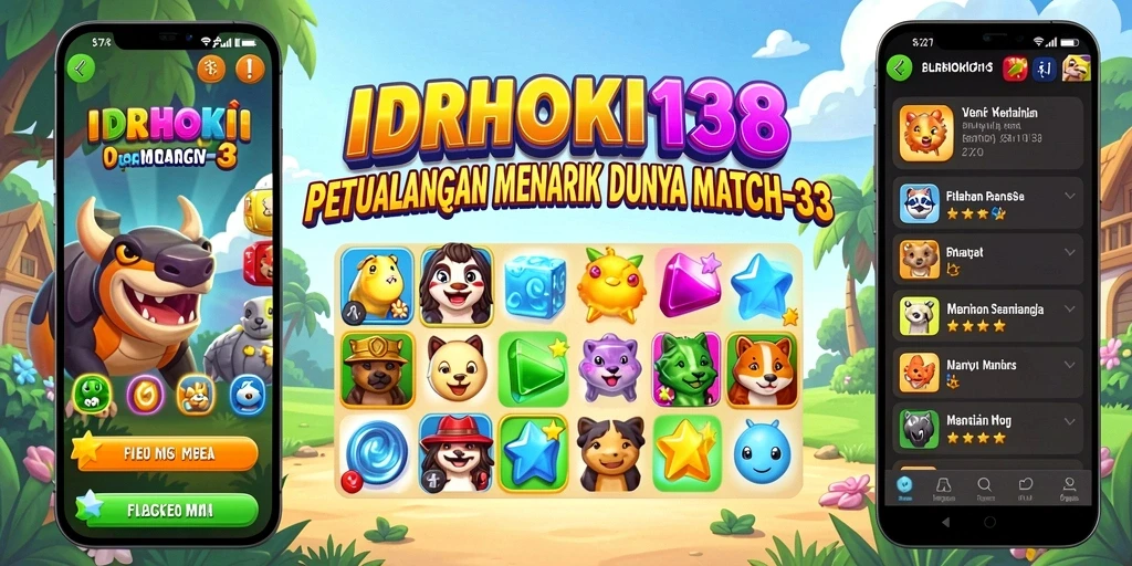Screenshot menampilkan gameplay seru dari IDRHOKI138 di dunia Match-3.