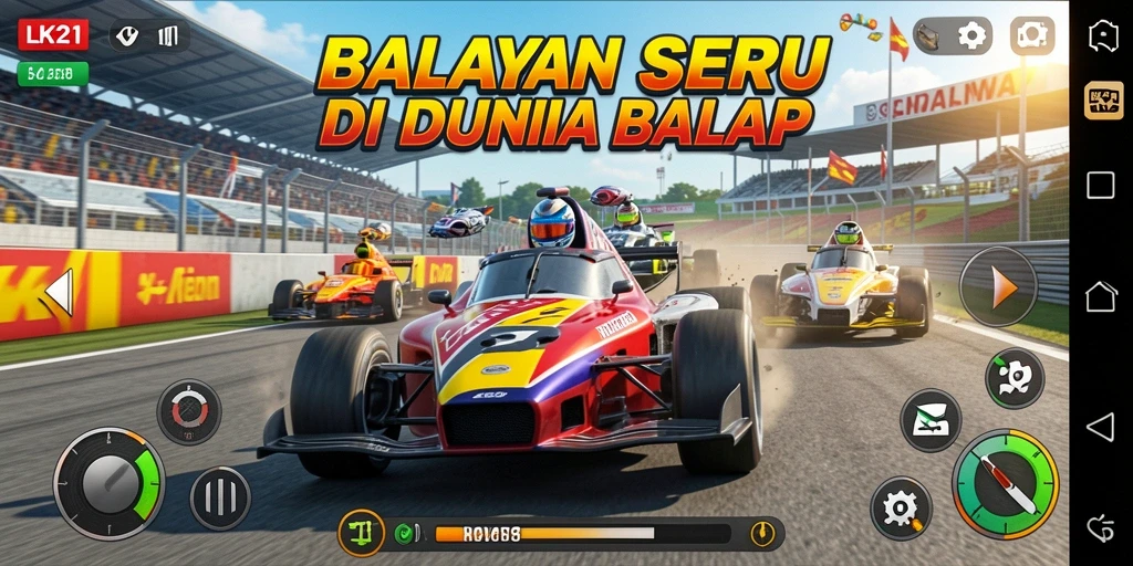 Screenshot gameplay LK21 yang menampilkan balapan seru dan grafis menawan.