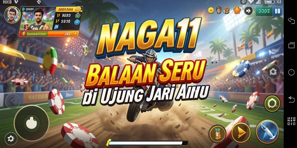 Tampilan gameplay NAGA11 dengan aksi balapan yang dinamis.