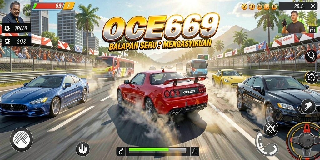 Gameplay OCE69 yang seru dengan balapan mendebarkan.