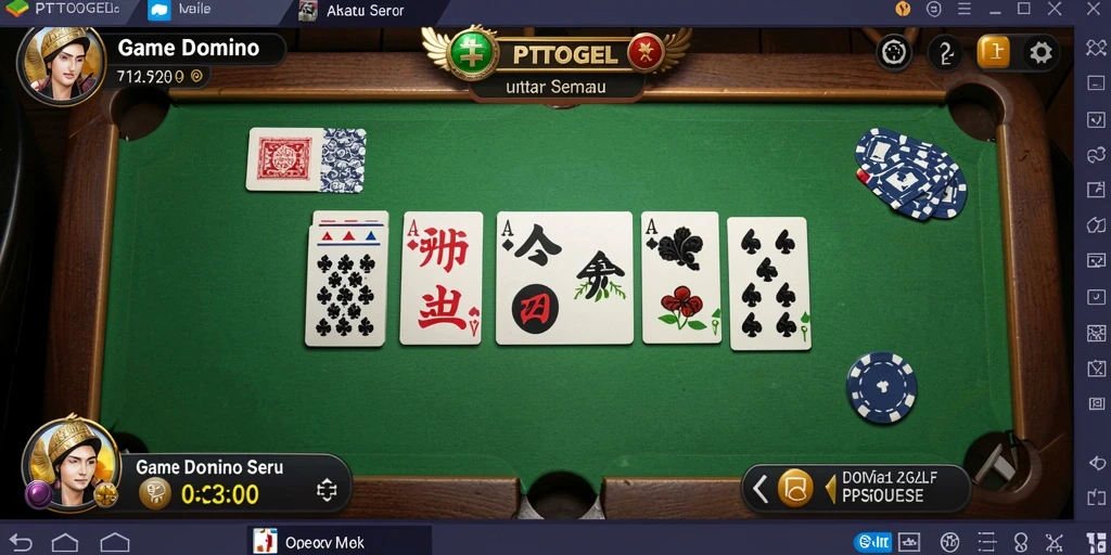 Screenshot utama PTTOGEL menampilkan gameplay Domino yang seru.