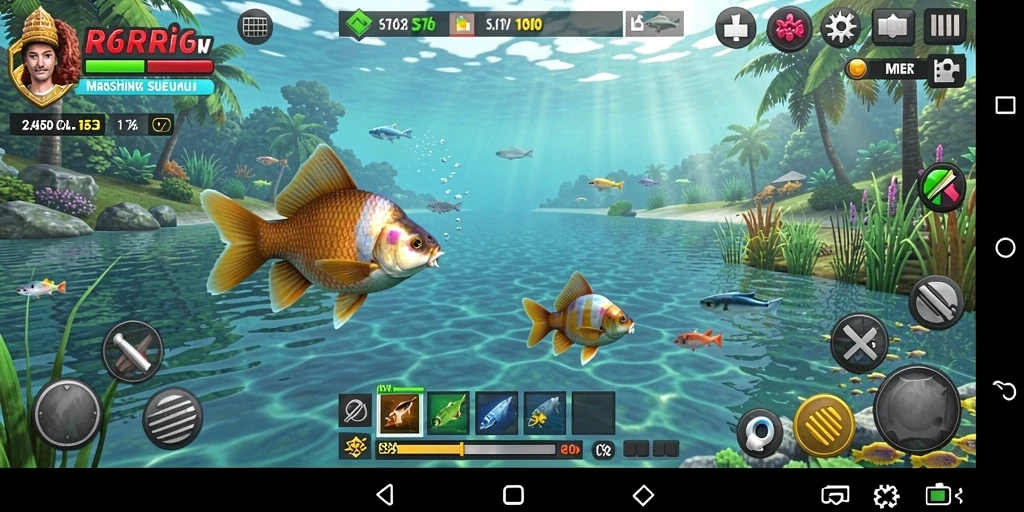 Screenshot gameplay R6R6 yang menunjukkan pengalaman memancing yang mengasyikkan.