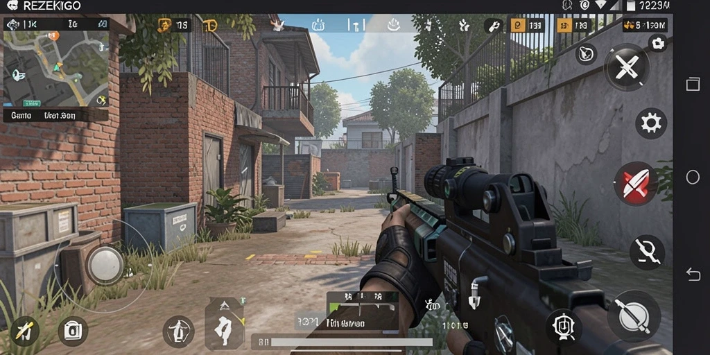 Tampilan gameplay seru di REZEKIGO dengan aksi FPS menegangkan.