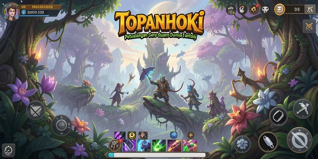 Screenshot gameplay TOPANHOKI menampilkan petualangan seru di dunia fantasi.